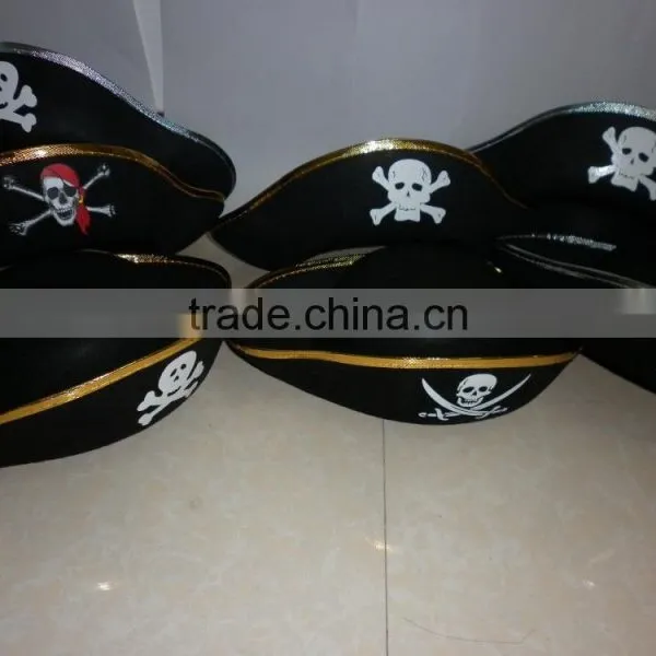 Cheap Promotional Black Gold Adult Kids Non-woven Party Pirate Hat photo-2