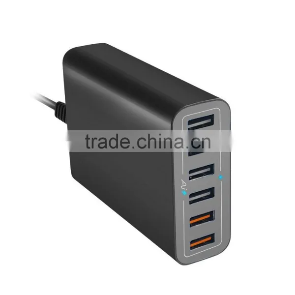 40W 5V 8A 5 Ports USB Charger,home Charger,travel Charger,wall Charger,For IPhone6 IPad Samsung Smart Phone Black USB Charger photo-3