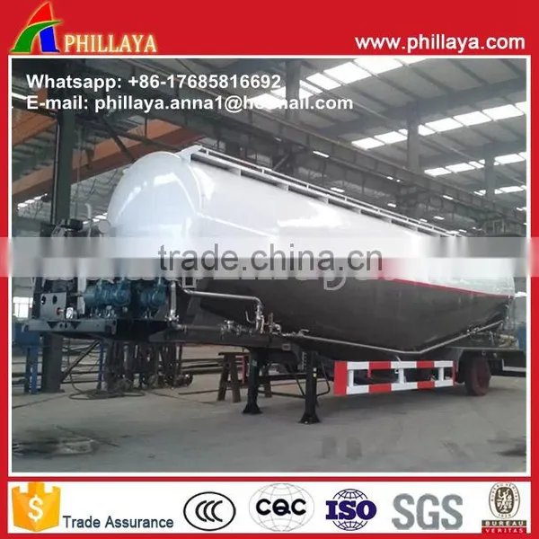 Tri-axle Dry Bulk Cement Tanker , Cement Bulker Truck Trailers With Air Compressor