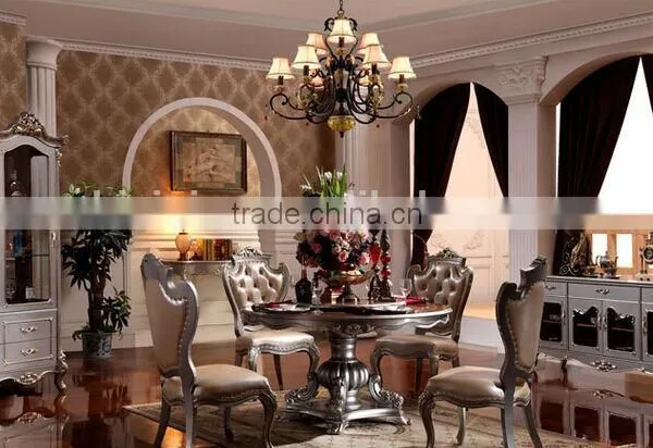 BISINI European Classic Dining Room Sets, Exquisite Carved Dining Table & Chairs Set, Round Dining Table and Chairs (BF01-ML017)