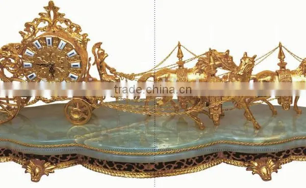 Antique Carved Ornate Bronze Rococo Style Table Clock, Elegant Marble Base Table Clock photo-2