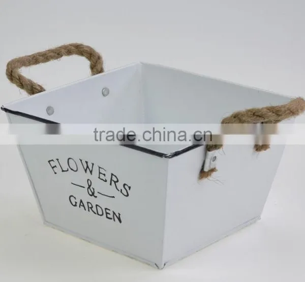 China Factory Low Price Lead Free Metal Personalized Large Decorative White Printing Character Flower Pot photo-5