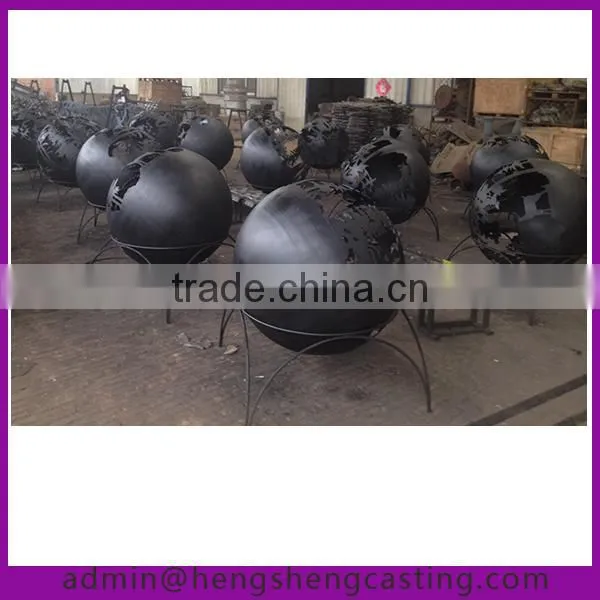 Large Spherical Outdoor Decorated Steel Firepit Sphere photo-2