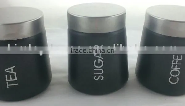Stainless Steel Lip Set 3 Pcs Tea Coffee Sugar Canisters photo-3