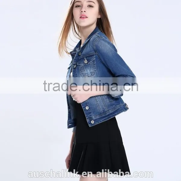 2016 Latest Korean Style Long Sleeve Designer Jean Jacket Designs Customized photo-2