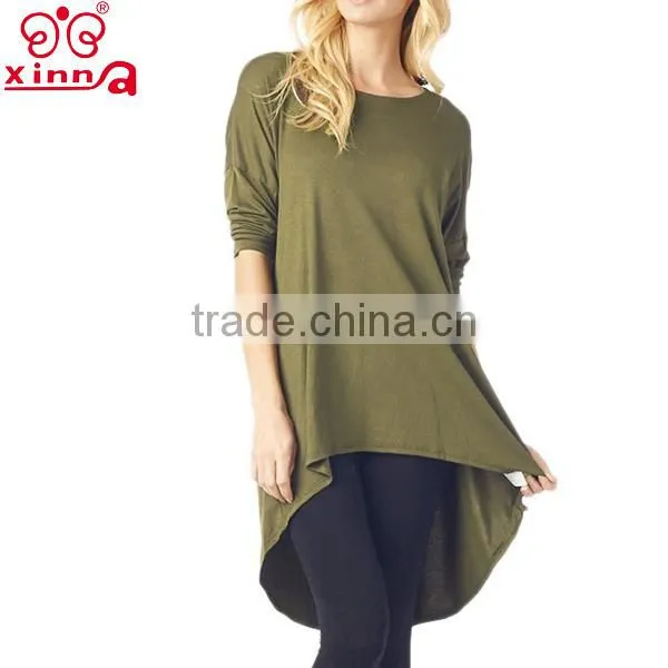 With 3/4 Sleeves Woman Plain T-shirt Dress photo-4
