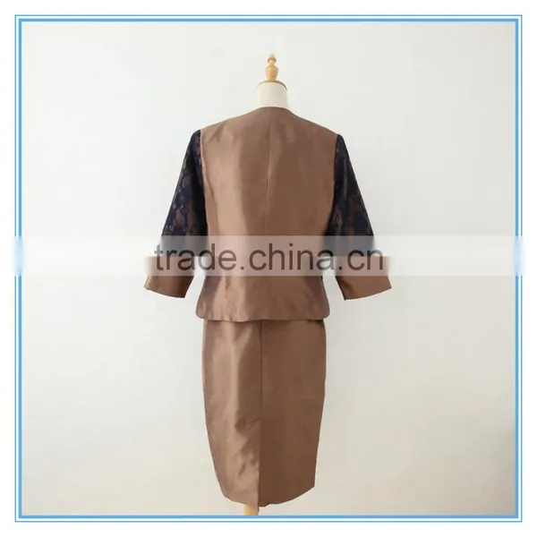 Shantung Lace Combination Classic 3 Pieces Skirt Church Suit For Women photo-3