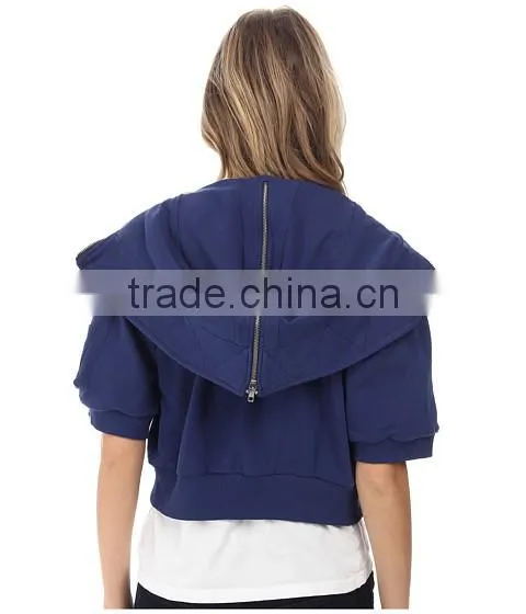 Stacked Multipurpose Zip Pocket at Left Sleeve Welt Hand Pockets With Snap Closure Zip Front Hooded Sweatshirt photo-3
