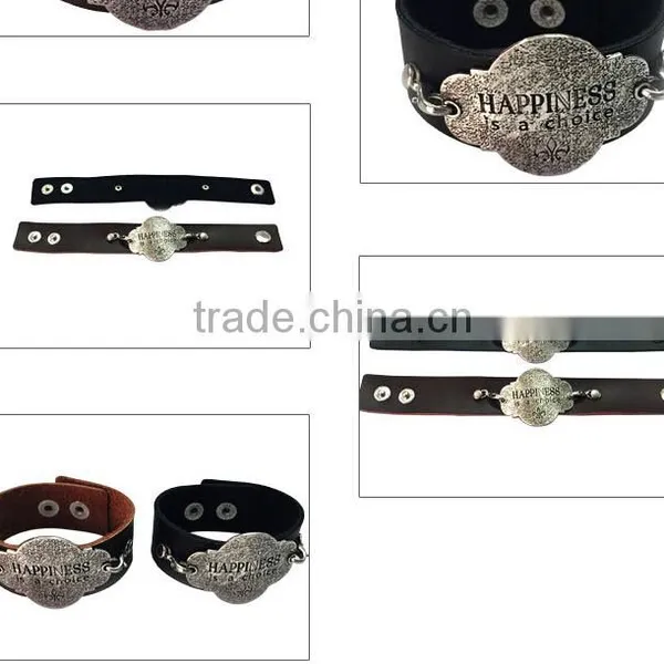 Fashion Words Leather Cord Bracelets,custom Letters Engraved Bracelet,leather Charm Bracelets photo-4