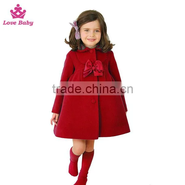 Baby Autumn Woollen Coat Single-breasted Bowknot Kids Wool Jacket Baby Cloak photo-2
