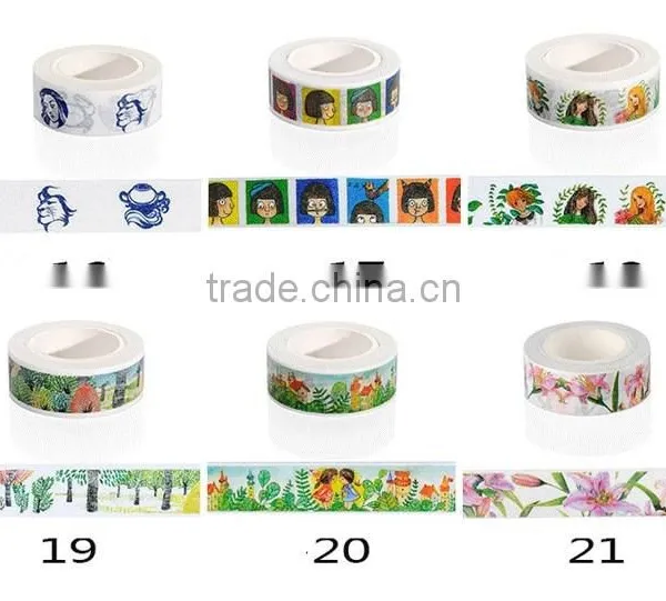 Colors 1.5cm*10m Washi Tape Flowers/cartoon Figure/animal Shape Pattern Paper Tape Decorative Tape photo-2