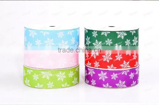 Hi-ana Ribbon 196 Merry Christmas White Snow Printed Satin Ribbon