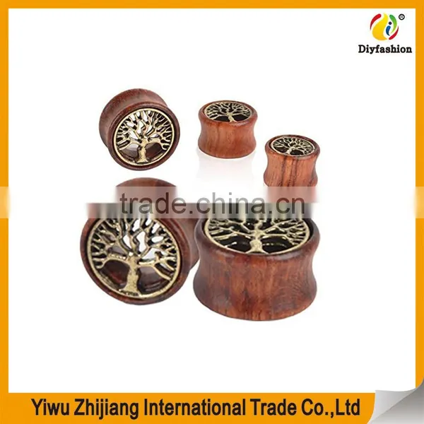 Oasis Plus Tree Of Life Oranic Wood Tunnels Double Flared Ear Stretcher Saddle Plugs Gauge photo-5