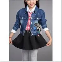 Girls\' Mickey Mouse Embroidery Denim Shirt