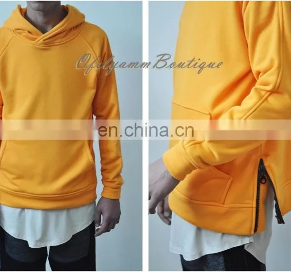 2017 Oversized Raglan Side Zip Hoodie Orange / Men's Essential Long Sleeve Side Black Zip Hoodie BM Biker Kangaroo KANYEWEST