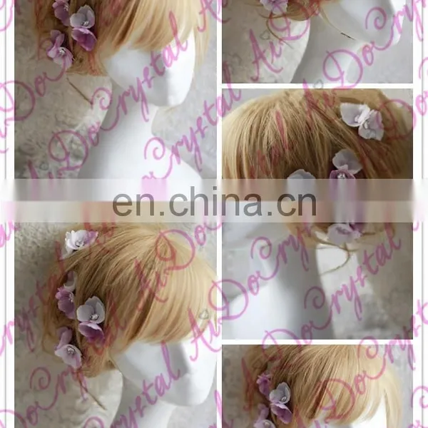 Aidocrystal Light Purple Flower Hair Clip,handmade Hair Pins Wedding Fascinators photo-2