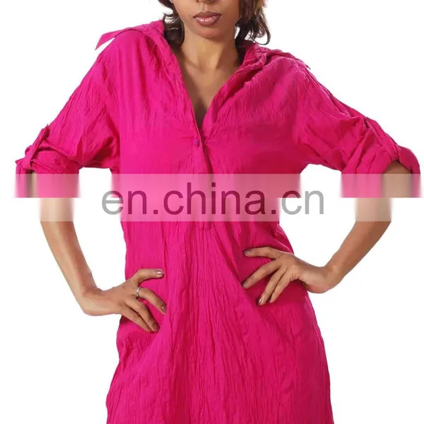 Elegant Pink Color Solid Cotton Women and Girls Kurta