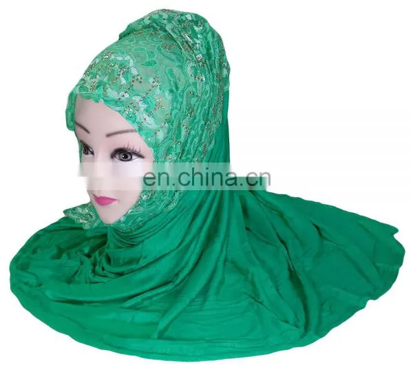 2-Way Style Scarf Hijab For Casual Party Wear 2017 / Latest Net Embrodiered Scarves Stoles photo-4