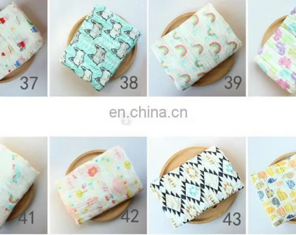 Muslin Cotton Blanket Unicorn Mermaid Dinosaur Lemon Baby Swaddle Cute Blankets 115*115cm Printed Flower photo-7