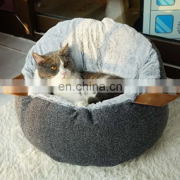 Cat Bed for Indoor Cats, Portable Soft Cat House Machine Washable Pet Beds With Anti-Sip Bottom photo-2