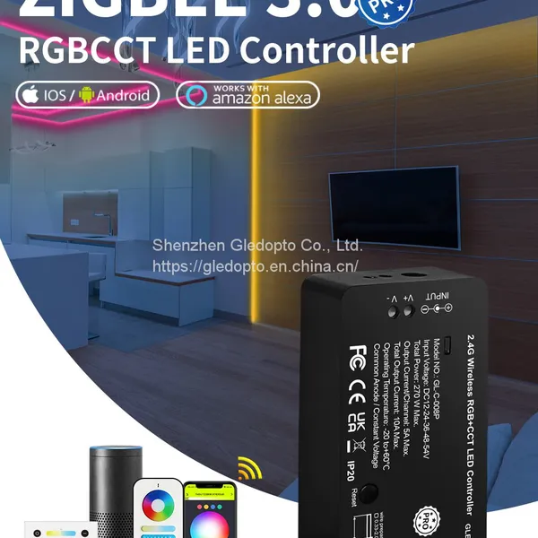 Gledopto New RGB+CCT LED Strip Controller/Receiver Light Dimmer and RGB+CCT Colors Adjustment photo-2