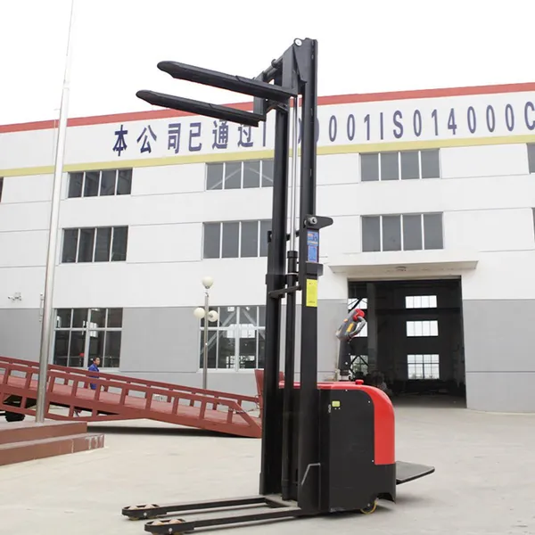 2T 3.5m Electric Stacking Truck New Steel Pallet Stacker With Adjustable Lifting Forks Walking Stand-On Type for Hotels photo-2