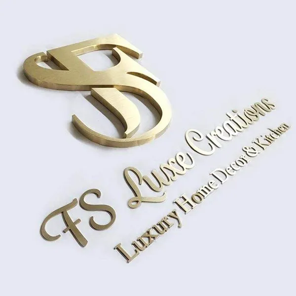 Gold Finish 3D LED Backlit Channel Letter Brushed Stainless Steel Letters photo-2