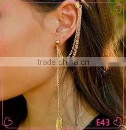 Factory Wholesale Gold Tassels Ear Clip For Girls Fashion Jewelry Zircon Earrings