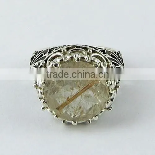 Heart Of Rose Golden Rutile Ring, Gemstone Silver Jewelry, Handmade Silver Jewelry photo-3