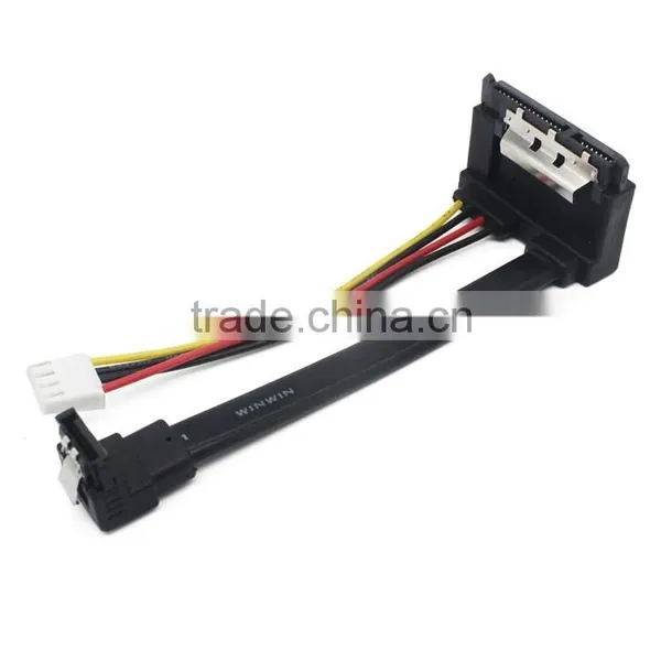 Right Angle SATA 7+15 Pin Female to 7pin L Shape to 4 Pin Power Cable photo-3