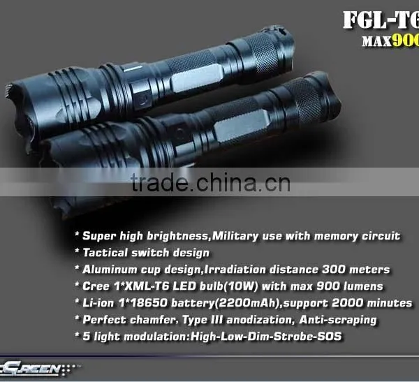 T6 LED 18650 Battery Hard Anodizing Flashlight photo-2