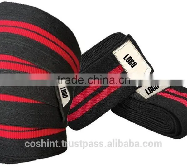 Black And Red Knee Wraps Ci-2506-09, Weight Lifting Lifter Knee Wraps,