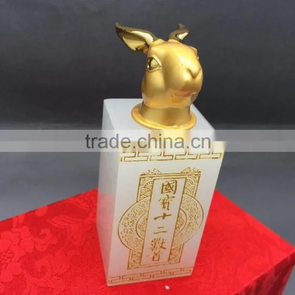 [Factory Sale ]Twelve Animal Zodiac 24K Gold Plating Seal,White Jade Sheep Seal photo-4