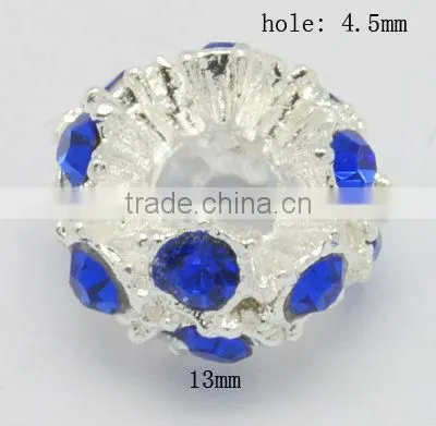 Alloy European Style Beads, With Mideast Rhinestones(MPDL-H159-6)