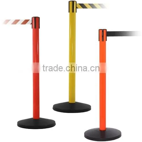 Factory Queue System Pole Retractable Stanchion With Belt Rubber Safety Barrier photo-2