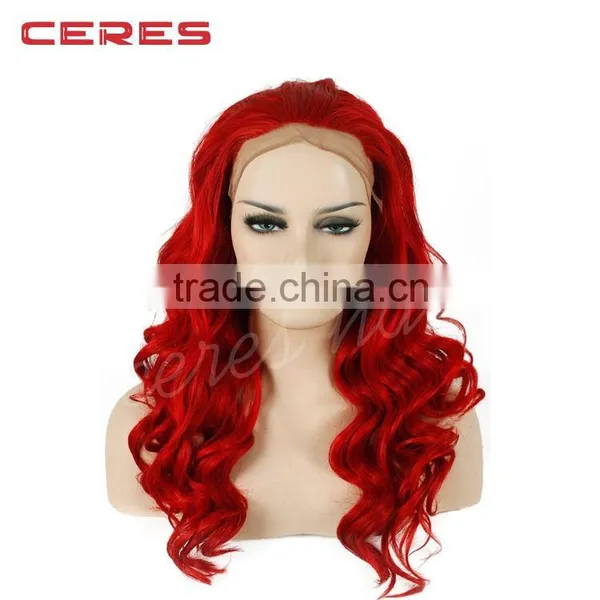 Sexy Girl Customed 100% Human Hair 20inch Wavy Red Lace Wig, Charming Lace Front Wig With Factory Price photo-4