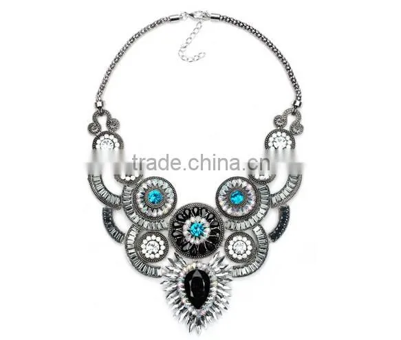 New Design Lady Bib Statement Multi Colours Crystal Luxury Necklace Collar photo-3