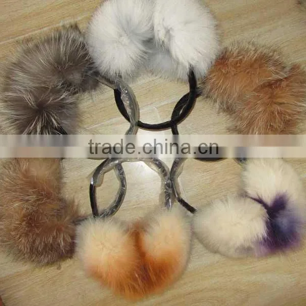 Multy Color Warm Fox Fur Hat Earmuffs photo-2