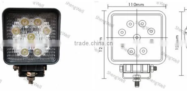 4" 27W 9--32V Square LED Work Light Epistar Led Work Lamp Flood/Spot Beam IP67 High Lumen Led Work Lights