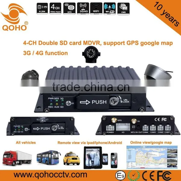 Dual SD Card 128G 4 CH Linux Car Mobile DVR , City Bus Mobile Dvr Surveillance System photo-2