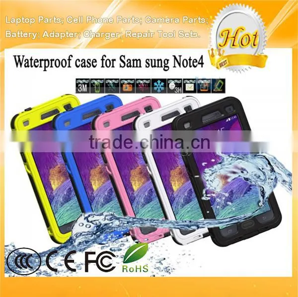 For Samsung Note 4 Waterproof Shockproof Case With Button Pink photo-6