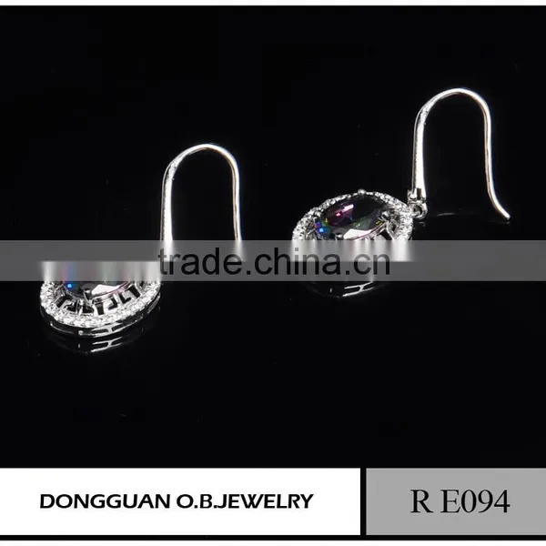 Crystal 925 Sterling Silver Zircon Earring Jewelry With Rhinestone photo-5