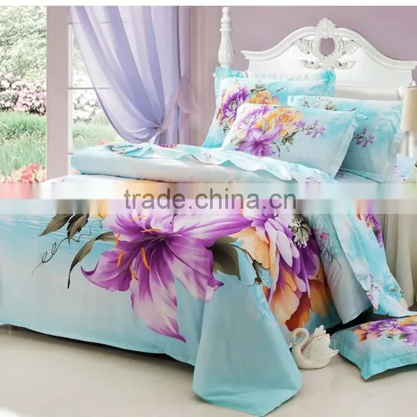 Luxury cheap single reactive printed 100% cotton 3d fitted sheet /bed sheet/bedding set from china factory