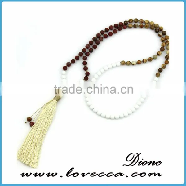 Colorful Tassel Necklace With Wooden Beads Gemstone Amulet Pendant Jewelry photo-5