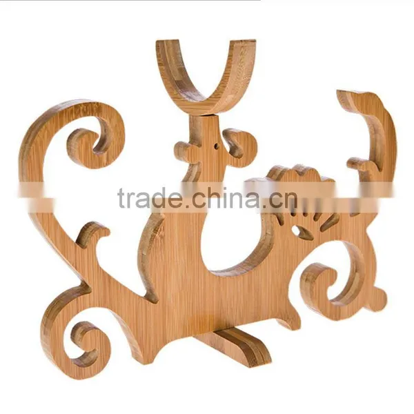 WR020/100% Bamboo Material Hot Sale Elk Shaped Folding Bamboo Wine Rack photo-3