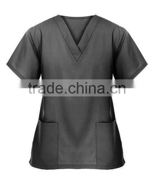 Purple Unisex Medical Scrub Set Workwear V-neck 2 Pocket Top and Pant 2 Piece Set photo-2