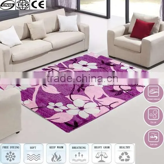 2016 Hot Sale Purple Flower Silk Shaggy Carpet Carpets Flooring Carpet Prices