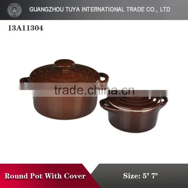 Round Shape High Temperature Color Glaze Ceramic Pot With Lid photo-4