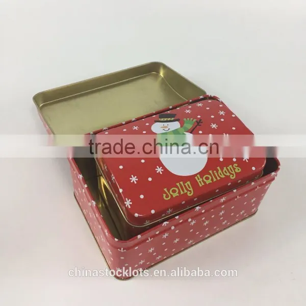 2017 New Design Christmas Printing Tin Gift Box Can 2pc Set photo-3