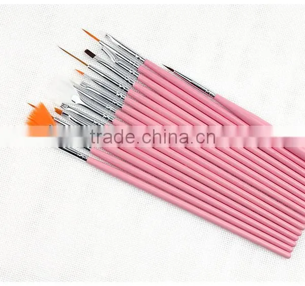 Wholesale 15pcs per Set Wood Handle Nail Round Oil Artist Paint Brush Pen Set for Art Painting photo-2